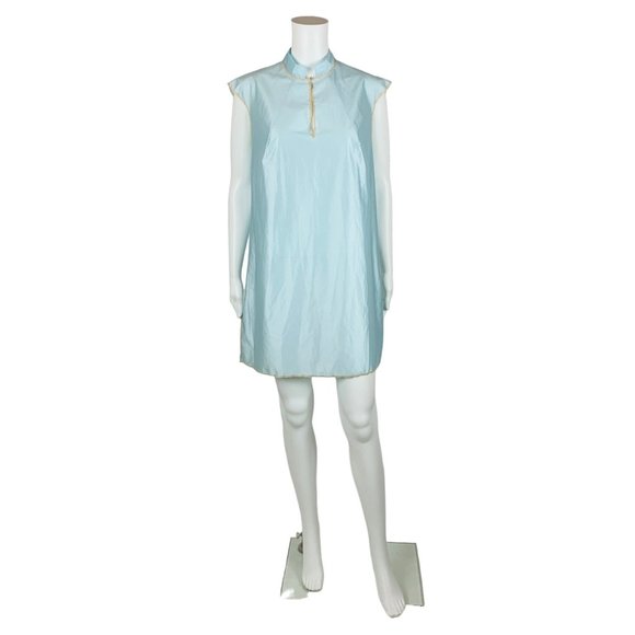 Vintage 60s Nightgown Baby Blue Rhinestone Cap Sleeves Nightie Dress - Picture 1 of 9